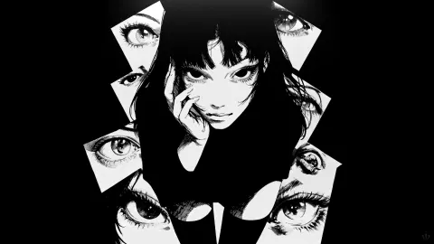 Garota estilo anime com olhos