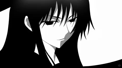 Anime menina estilo preto e branco