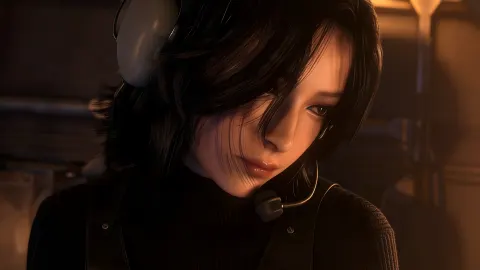 Garota com Headset em tom cinematográfico