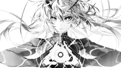 Garota Anime Estilo Monocromático com Orbe