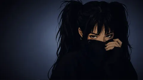 Garota anime de cabelos pretos