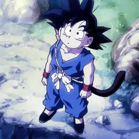 Goku criança olhando para cima