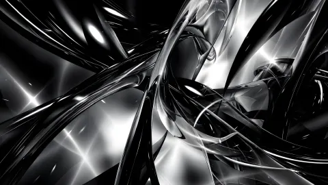 Abstração 3D metálica em preto e branco