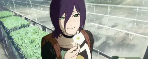 Reze de Chainsaw Man com uma flor