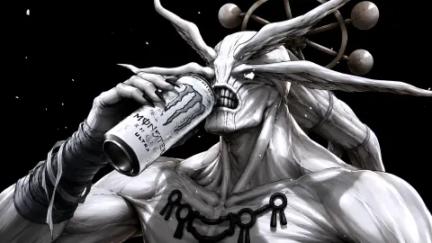 Mahoraga Bebendo Monster Energy