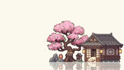Cenário zen em pixel art