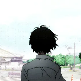 Personagem de anime olhando para o horizonte