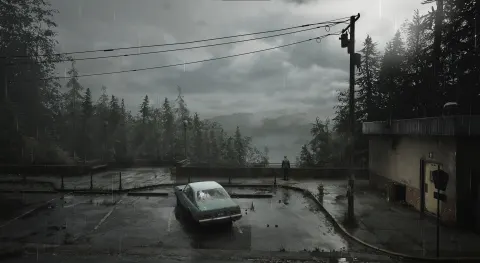 Silent Hill 2 James Sunderland no estacionamento