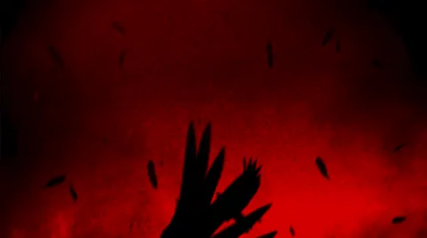 Silhueta de asas em fundo vermelho