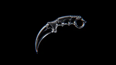 Karambit de vidro em fundo preto