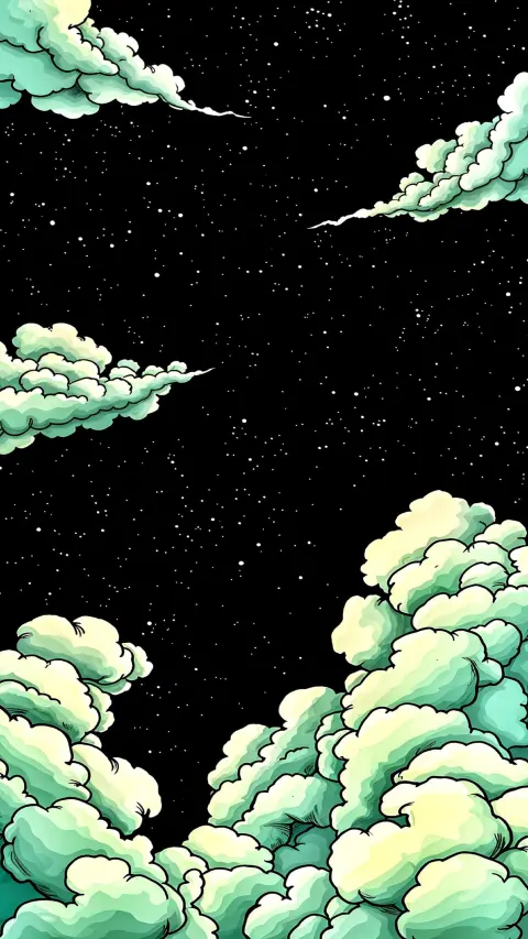 Nuvens Estilizadas no Céu Noturno