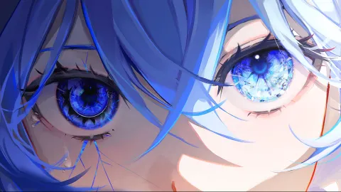 Olhos azuis detalhados de anime
