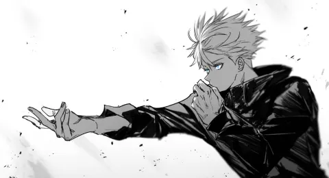 Gojo Satoru em estilo artístico preto e branco