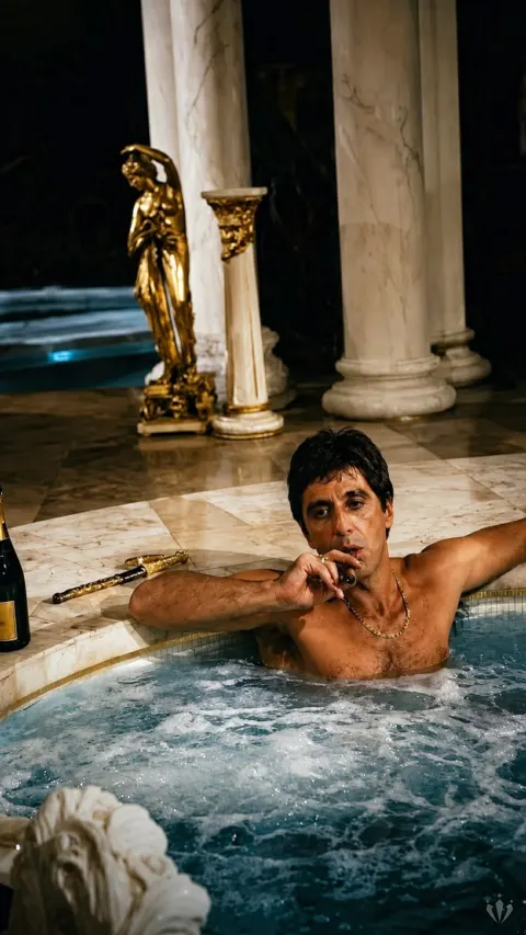 Tony Montana no jacuzzi