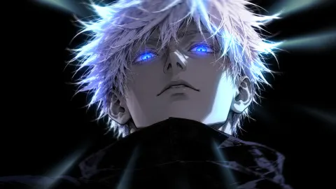 Satoru Gojo com olhos brilhantes